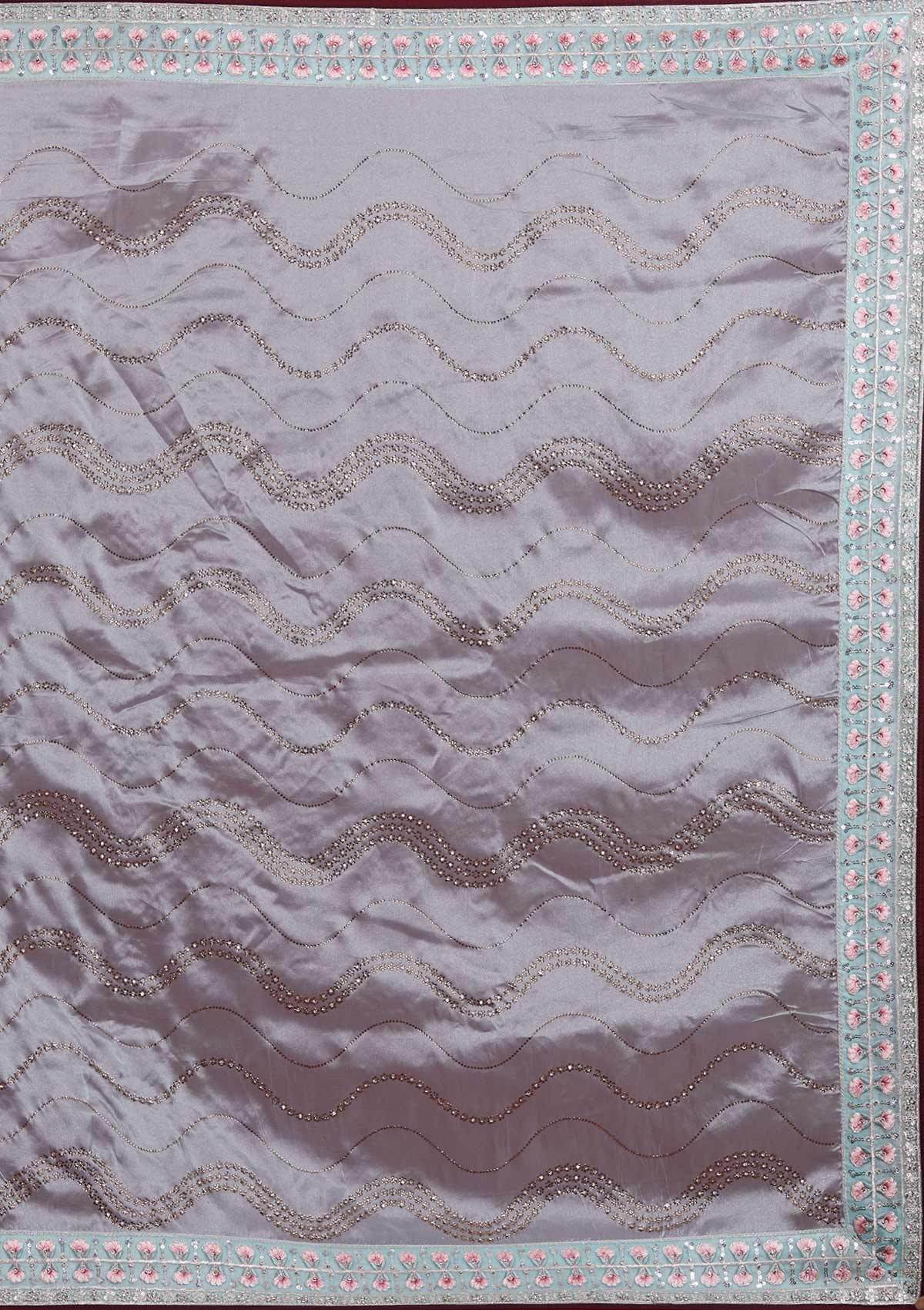 Sky Blue Stonework Tissue Designer Saree - Koskii