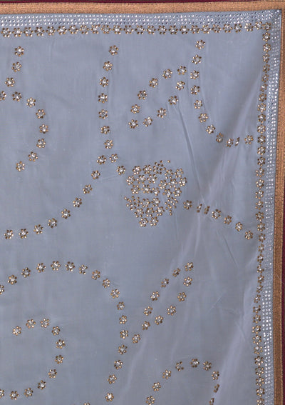 Sky Blue Stonework Tissue Saree-Koskii