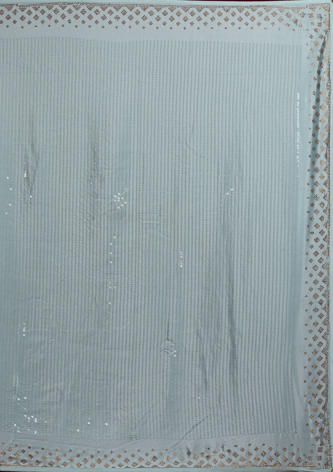 Sky Blue Swarovski Semi Crepe Designer Saree - koskii