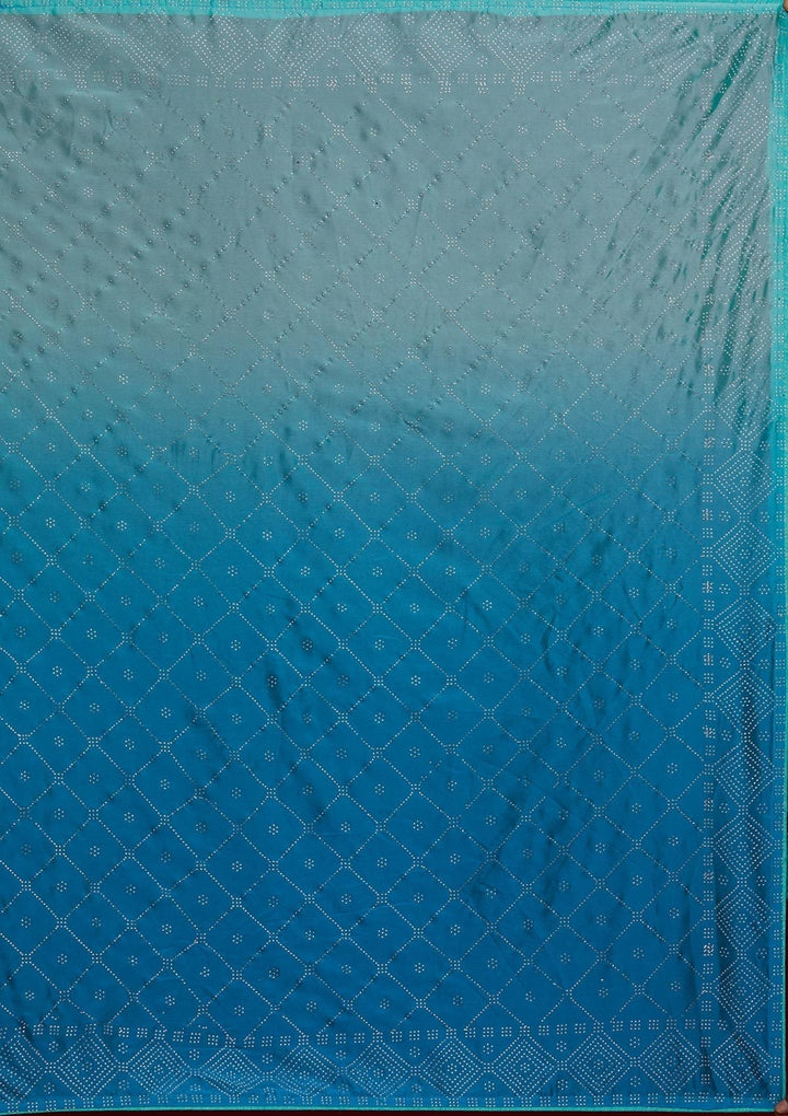 Sky Blue Swarovski Semi Crepe Designer Saree - Koskii