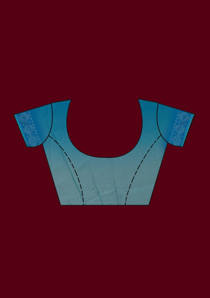 Sky Blue Swarovski Semi Crepe Designer Saree - Koskii