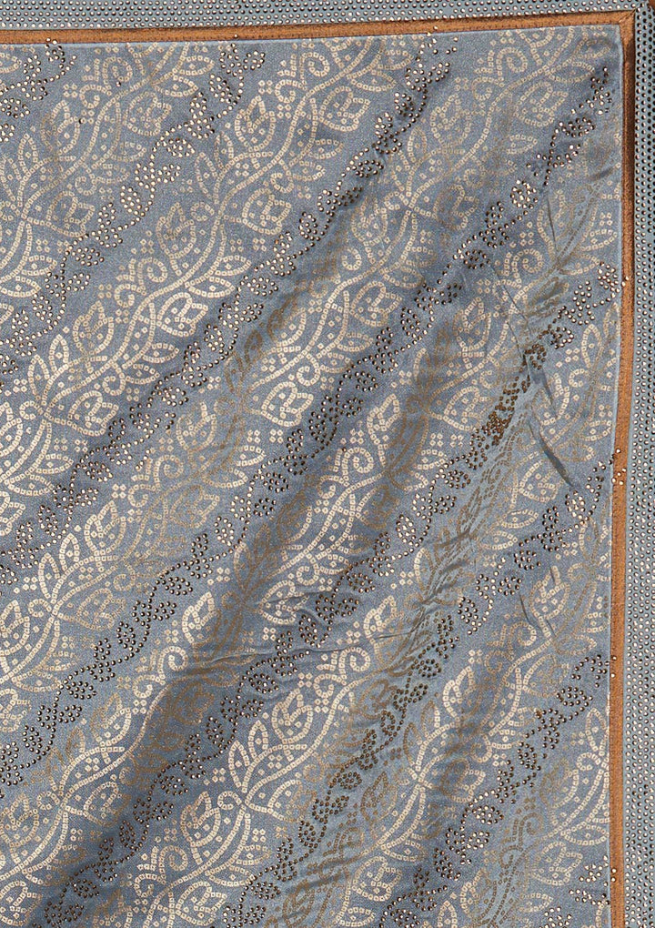 Sky Blue Swarovski Tissue Designer Saree - Koskii