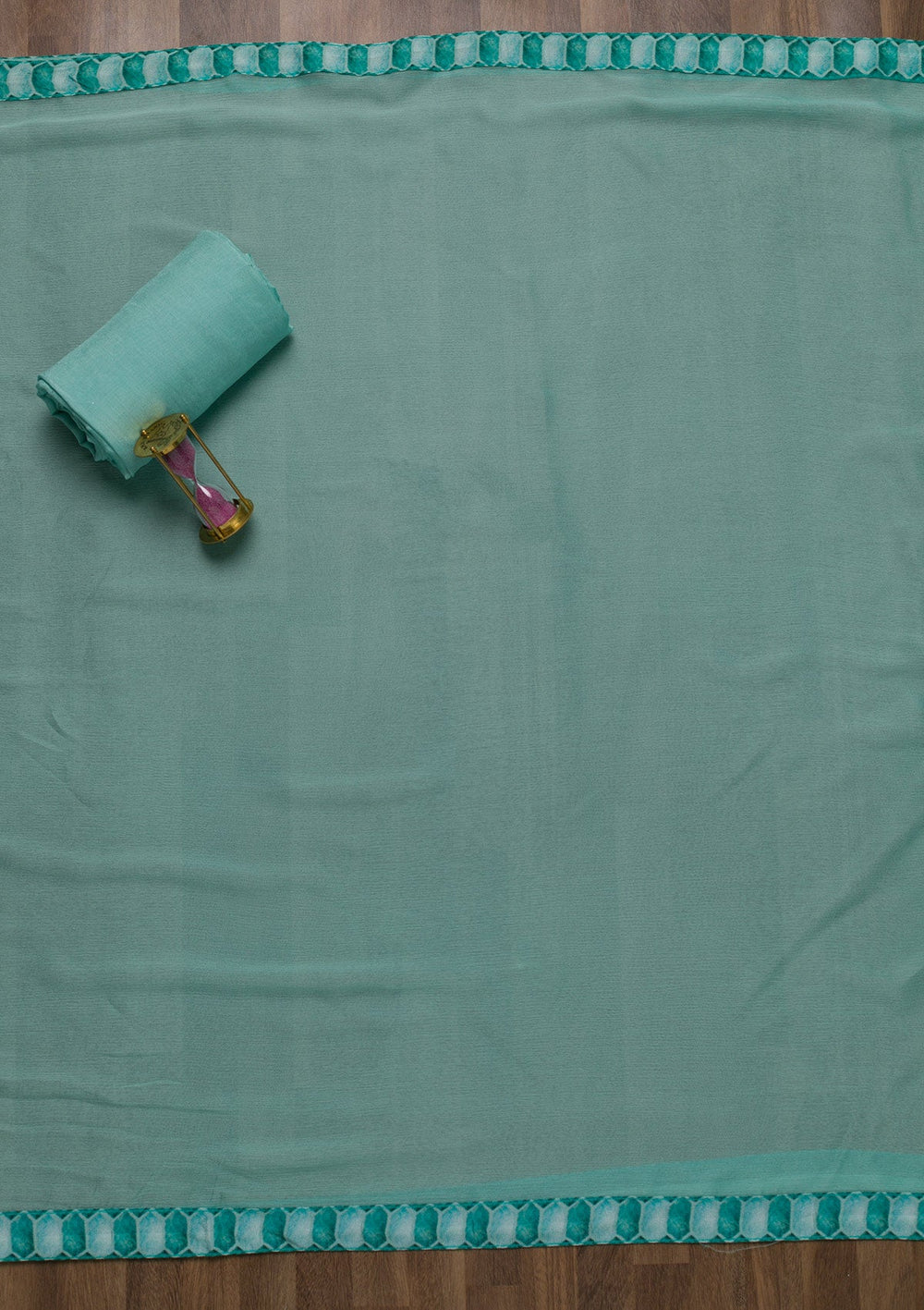 Sky Blue Threadwork Chiffon Unstitched Salwar Suit-Koskii