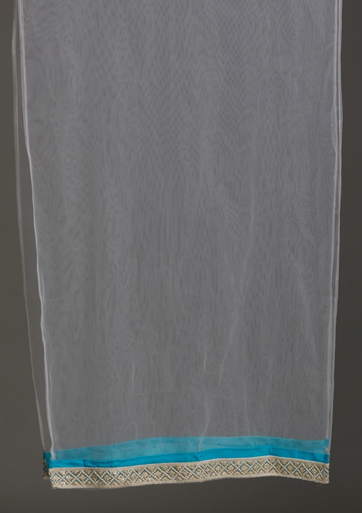 Sky Blue Threadwork Georgette Designer Salwar Suit - Koskii