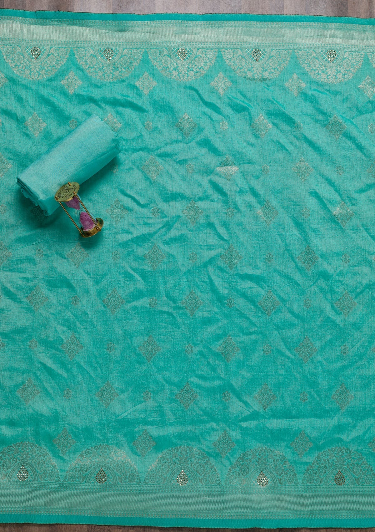 Sky Blue Zariwork Cotton Unstitched Salwar Suit-Koskii