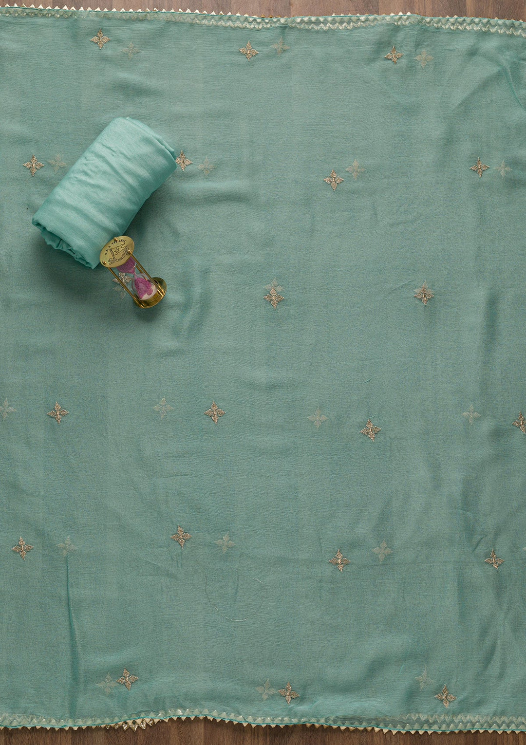 Sky Blue Zariwork Georgette Unstitched Salwar Suit-Koskii