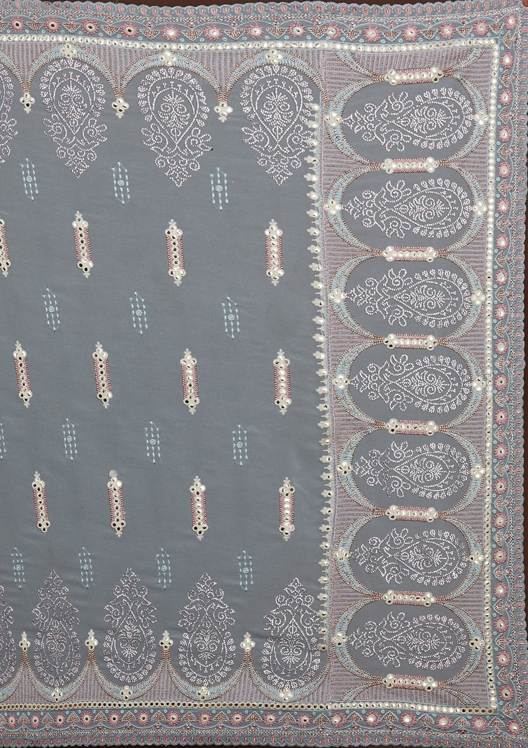 Sky Blue Zariwork Georgette Saree-Koskii