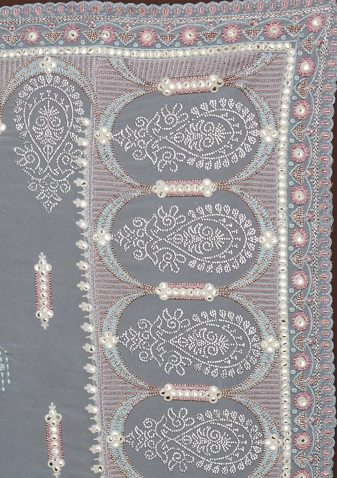 Sky Blue Zariwork Georgette Saree-Koskii