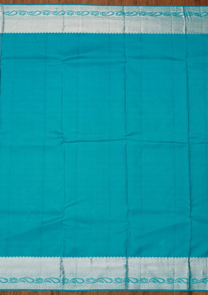 Sky Blue Zariwork Pure Silk Designer Saree - koskii