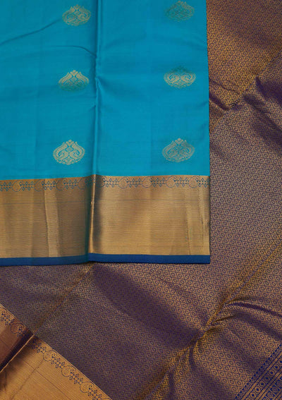 Sky Blue Zariwork Pure Silk Designer Saree - Koskii