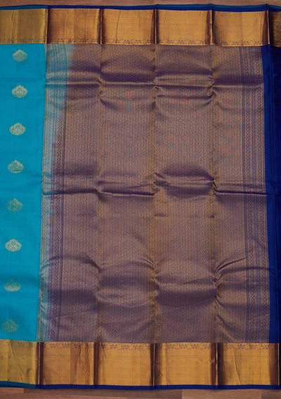 Sky Blue Zariwork Pure Silk Designer Saree - Koskii