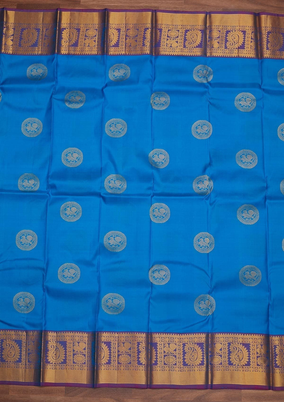 Sky Blue Zariwork Pure Silk Designer Saree - Koskii