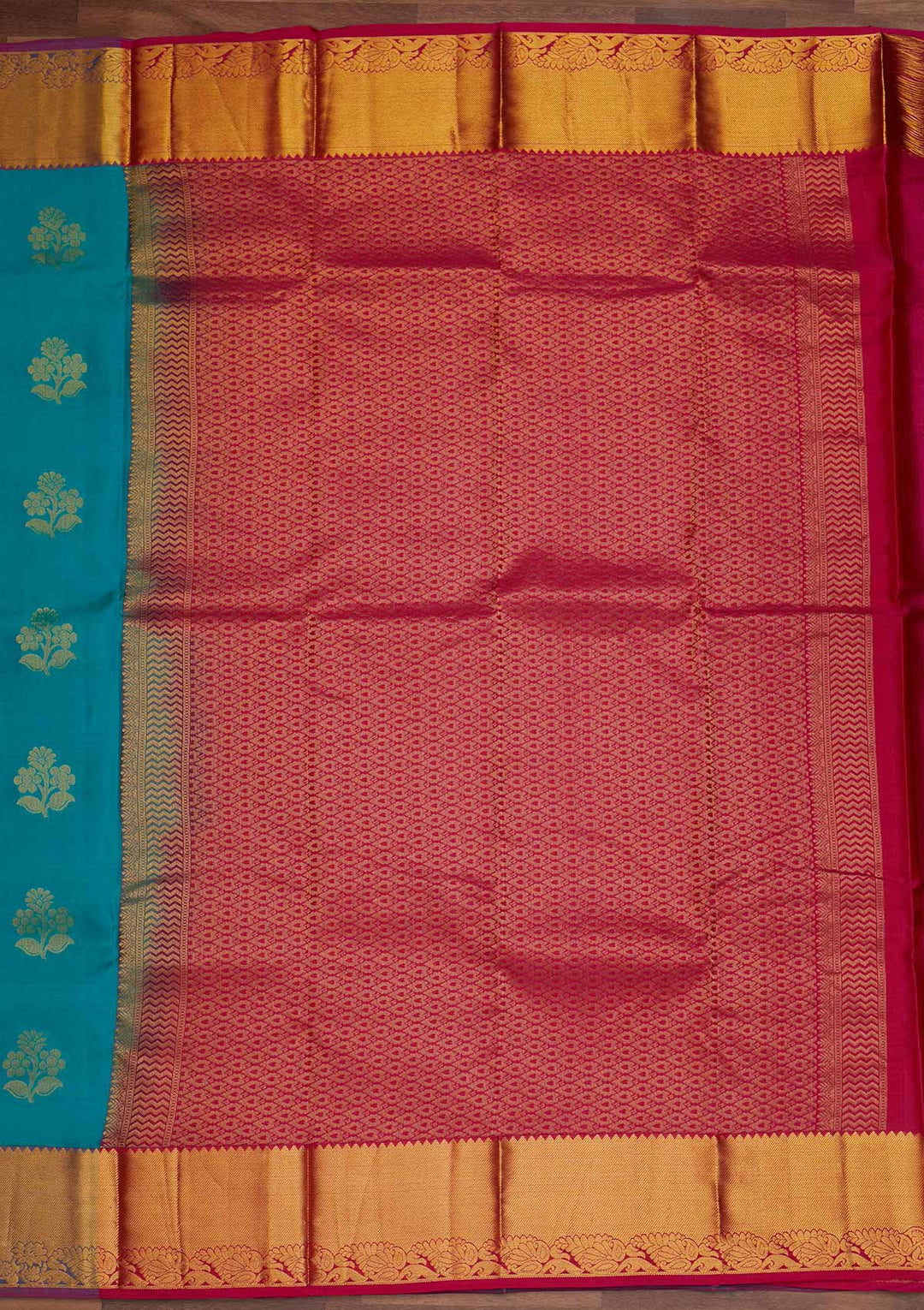 Sky Blue Zariwork Pure Silk Designer Saree - Koskii