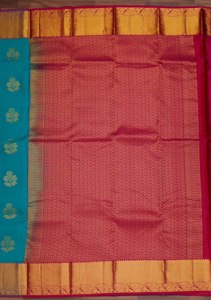 Sky Blue Zariwork Pure Silk Designer Saree - Koskii