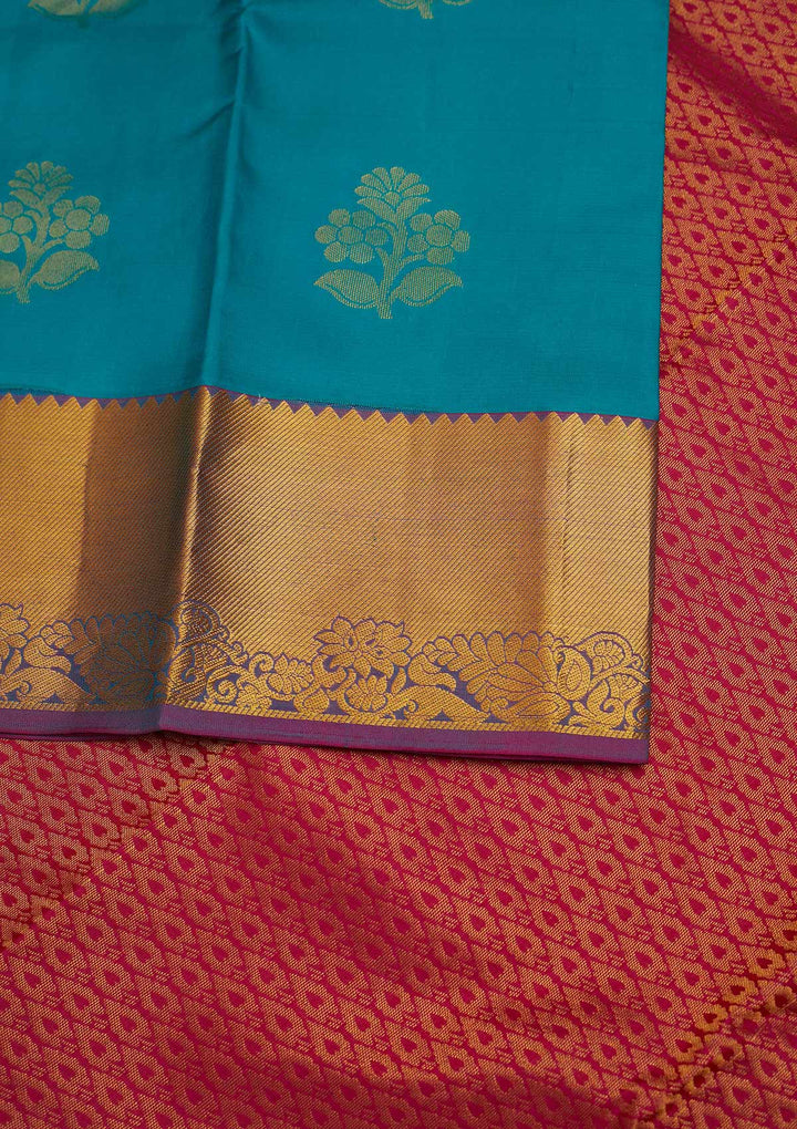 Sky Blue Zariwork Pure Silk Designer Saree - Koskii