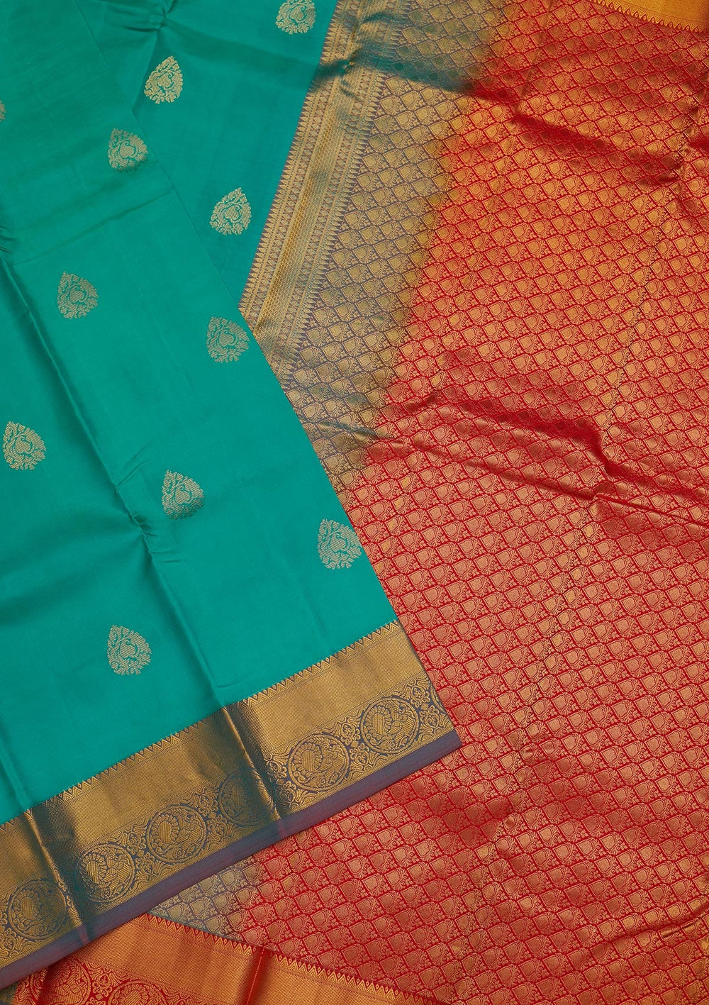 Sky Blue Zariwork Pure Silk Saree-Koskii