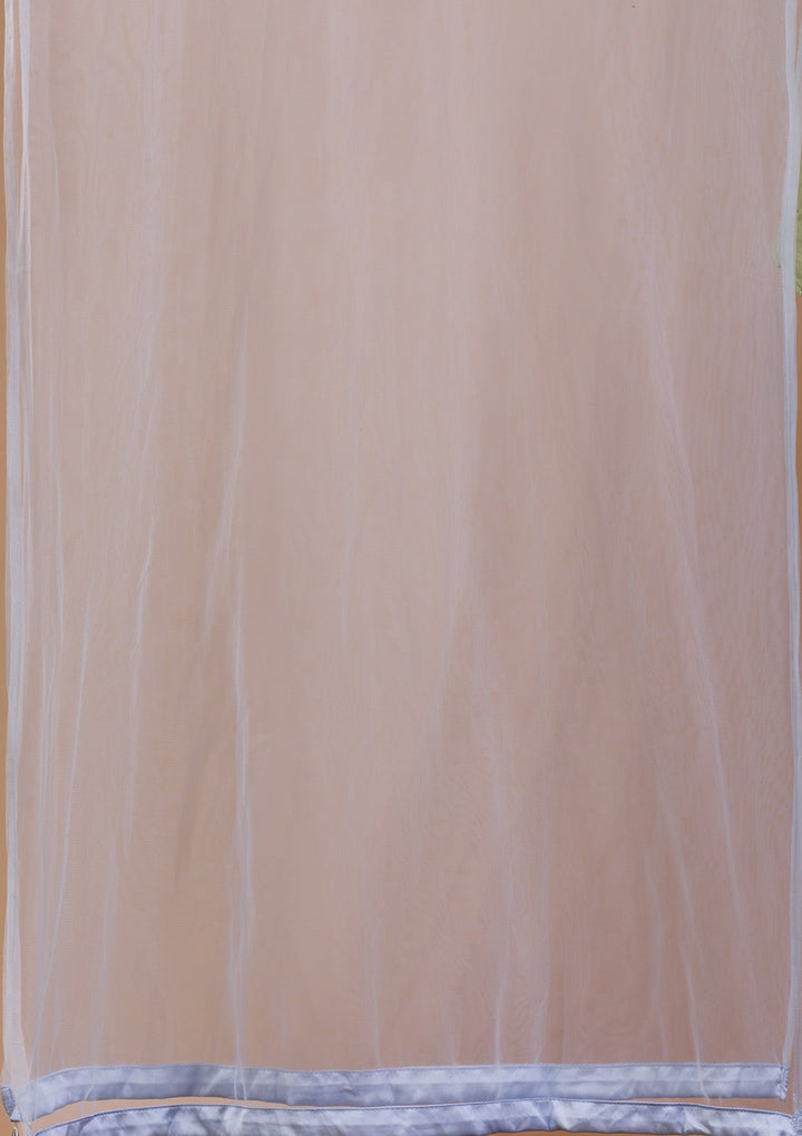 Sky Blue Stonework Net Readymade Lehenga-Koskii