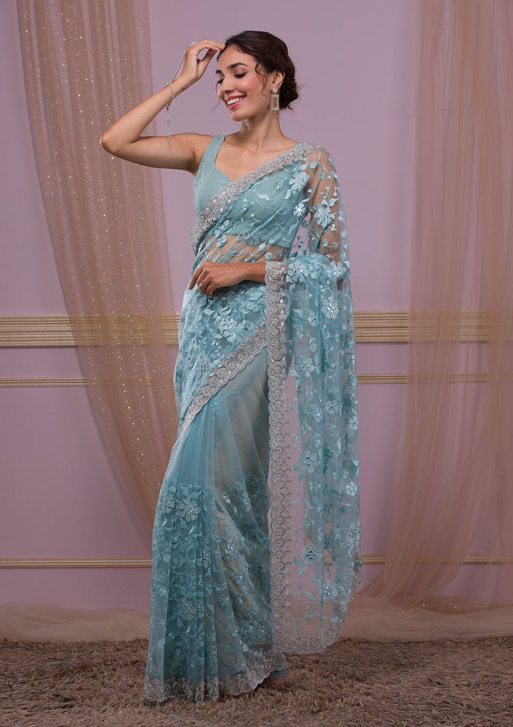 Lavender Gotapatti Organza Designer Saree-Koskii