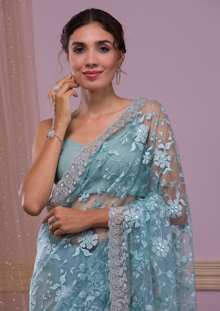 Lavender Gotapatti Organza Designer Saree-Koskii