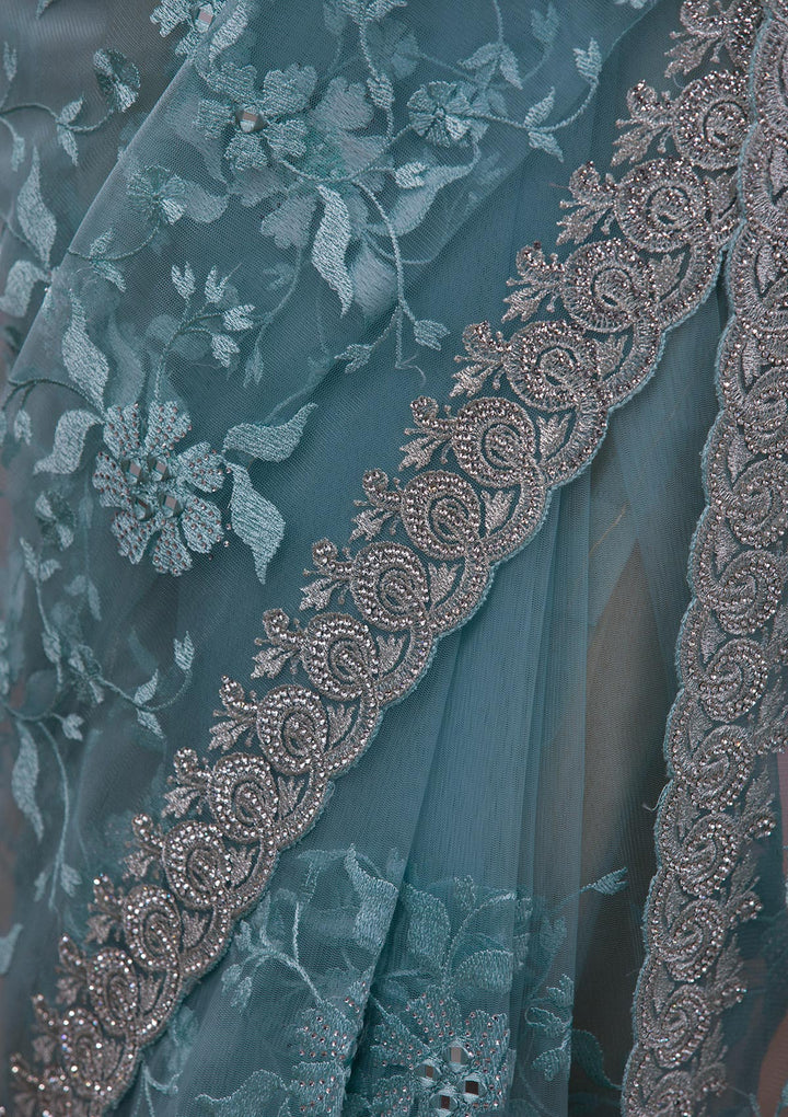 Lavender Gotapatti Organza Designer Saree-Koskii