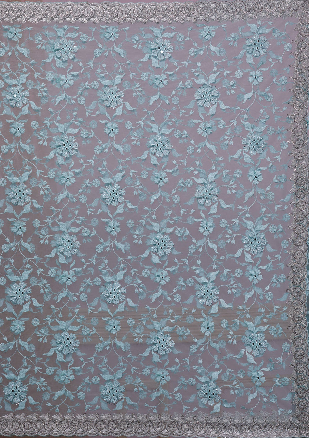 Sky Blue Gotapatti Organza Designer Saree-Koskii