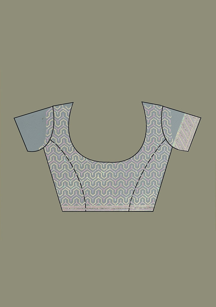 Sky Blue Threadwork Georgette Saree-Koskii