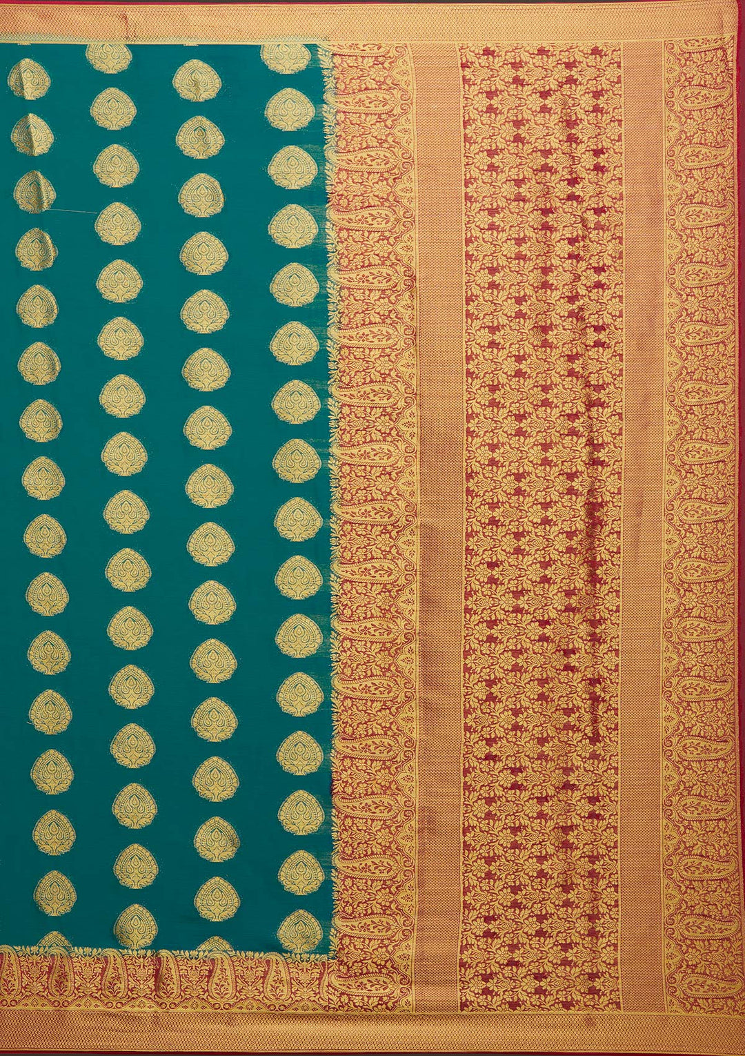 Turquoise Blue Zariwork Art Silk Designer Saree - Koskii