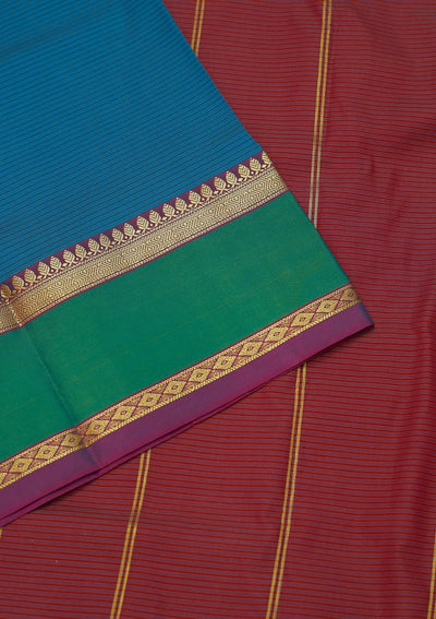 Turquoise Blue Zariwork Art Silk Saree - Koskii