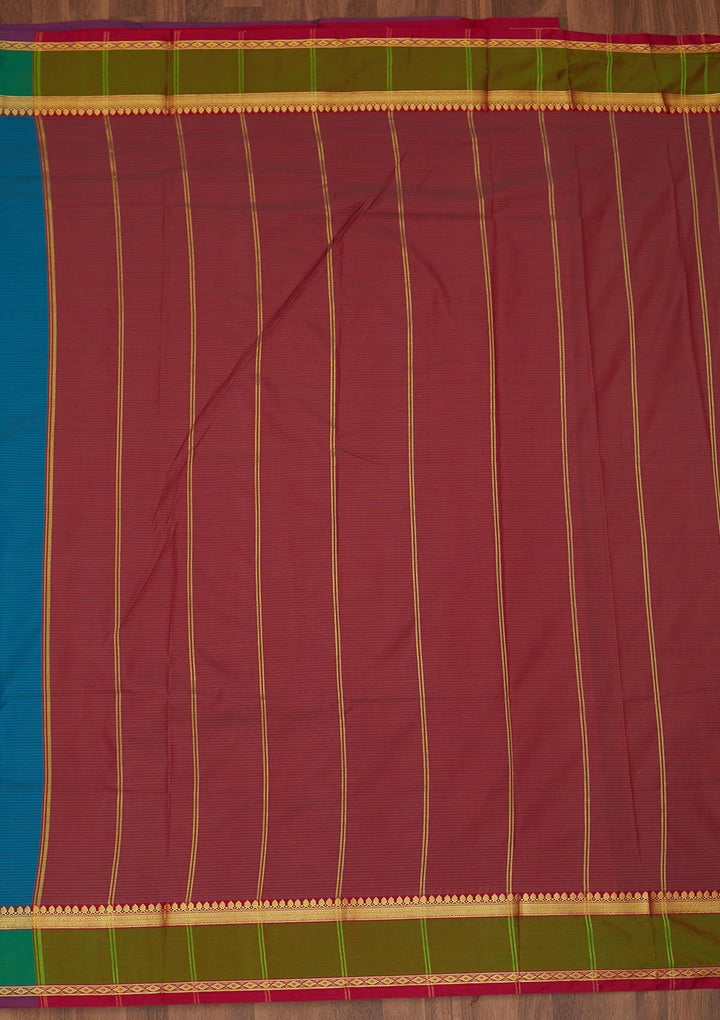 Turquoise Blue Zariwork Art Silk Saree - Koskii