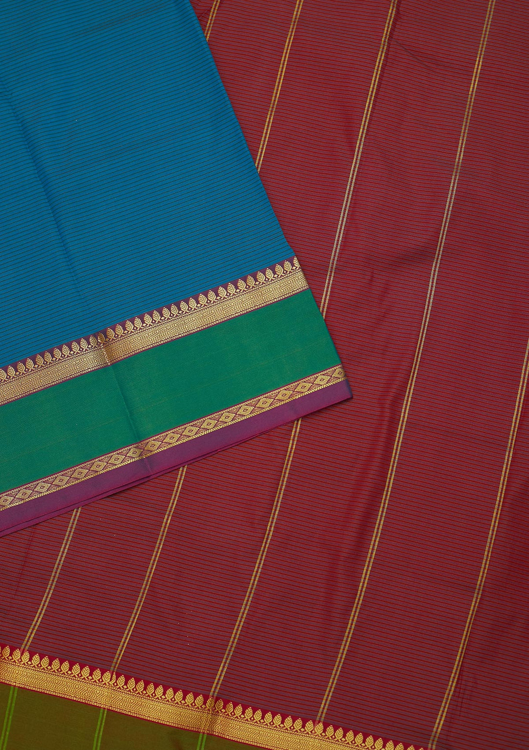 Turquoise Blue Zariwork Art Silk Saree - Koskii