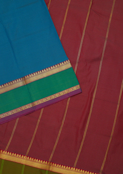 Turquoise Blue Zariwork Art Silk Saree - Koskii