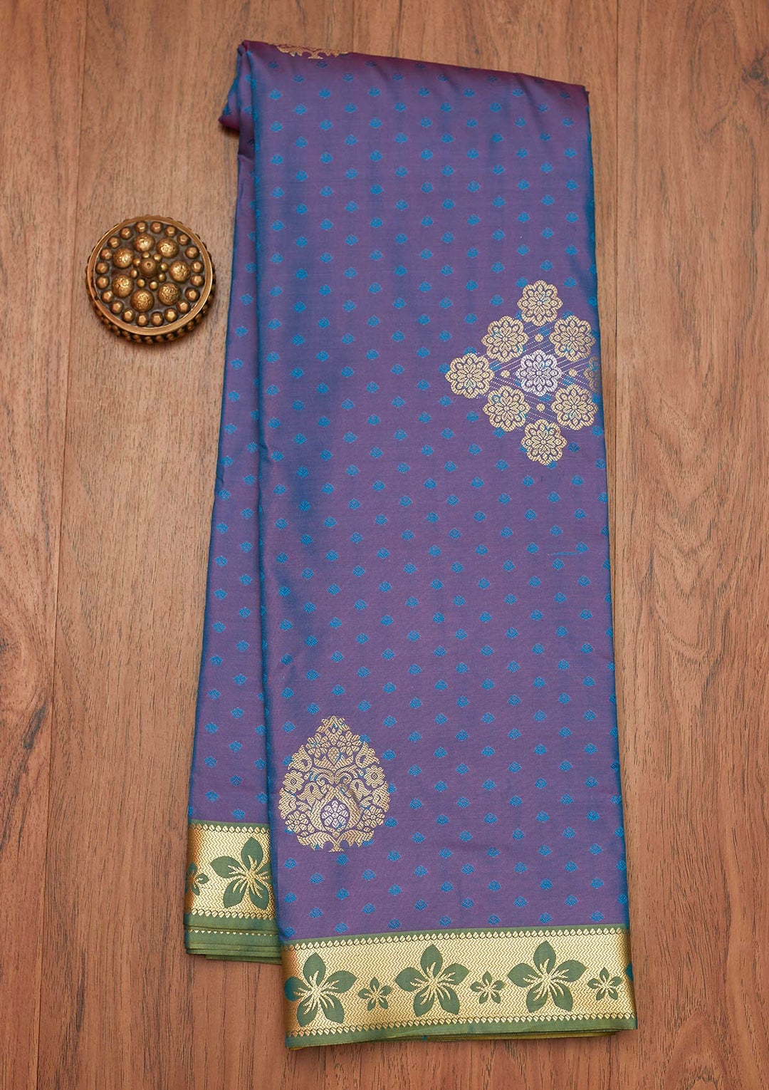 Turquoise Blue Zariwork Art Silk Saree- Koskii