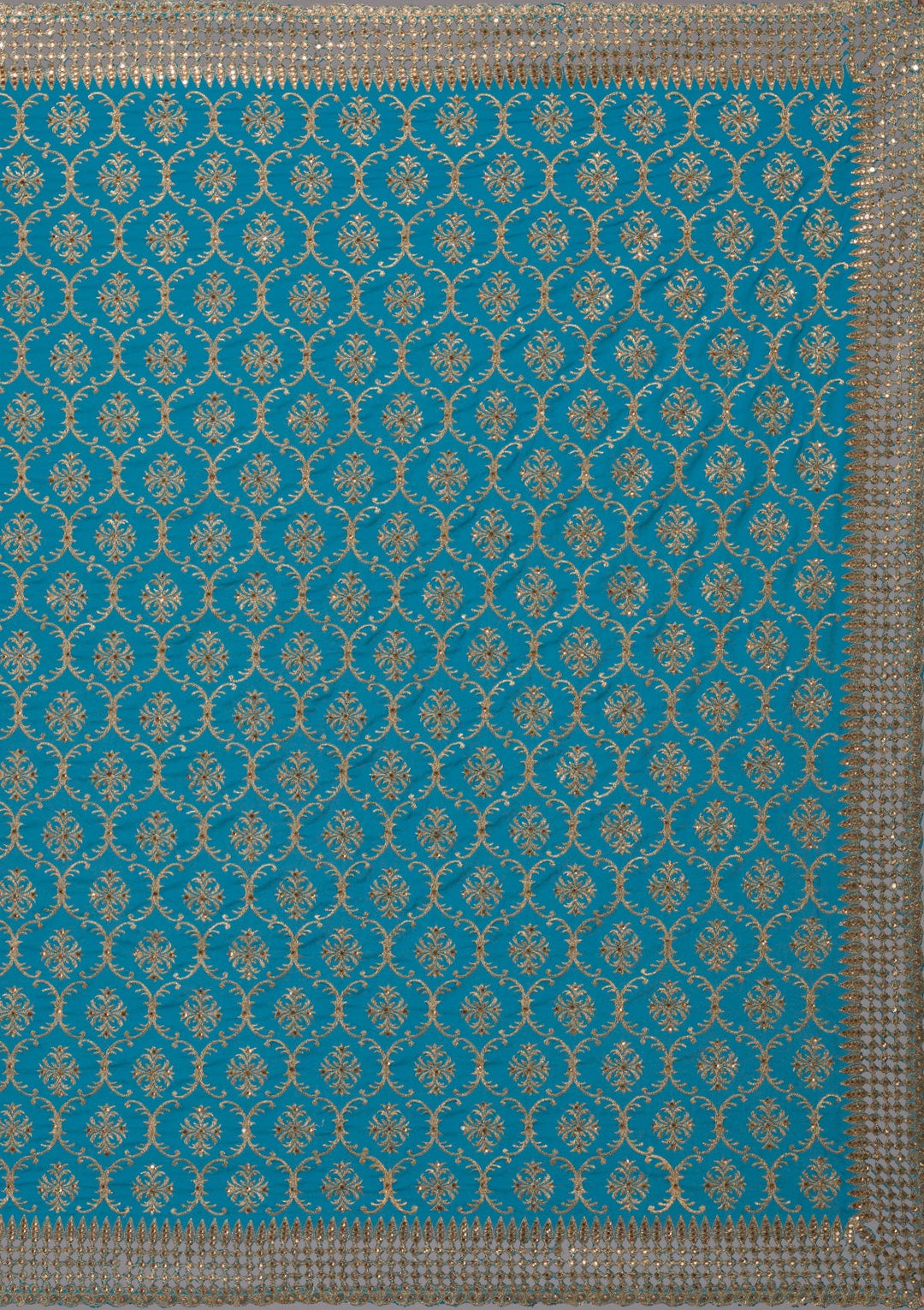 Turquoise Blue Zariwork Georgette Saree-Koskii