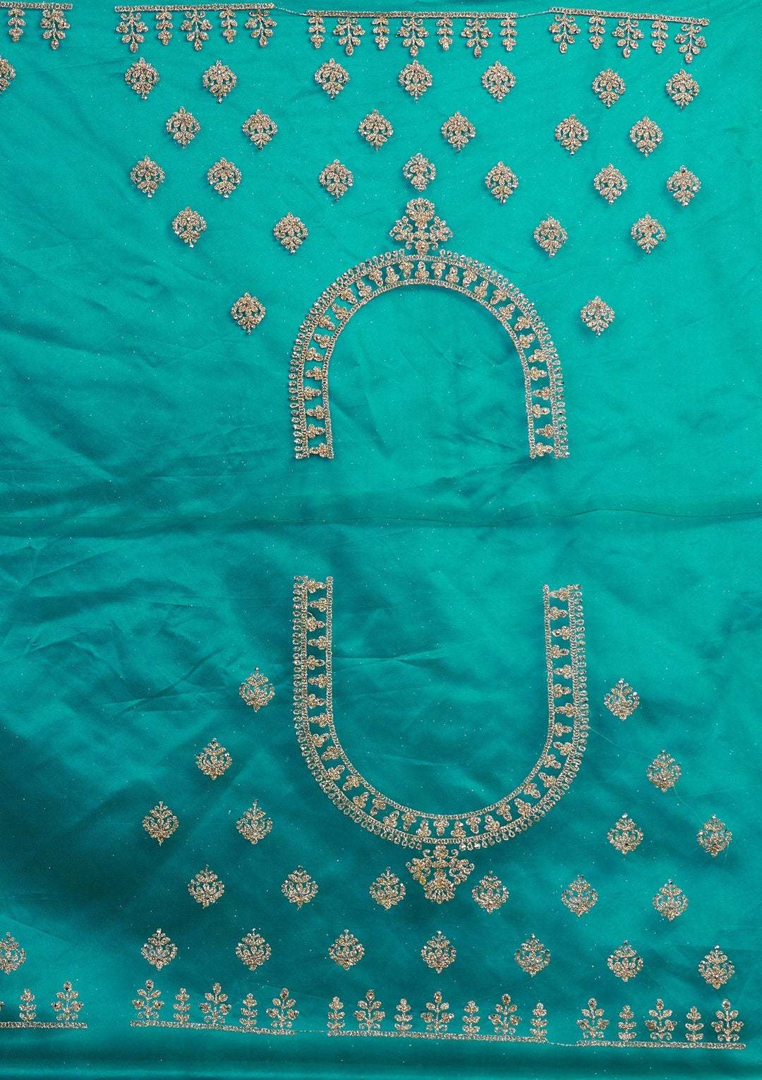 Turquoise Blue Zariwork Net Designer Lehenga-Koskii