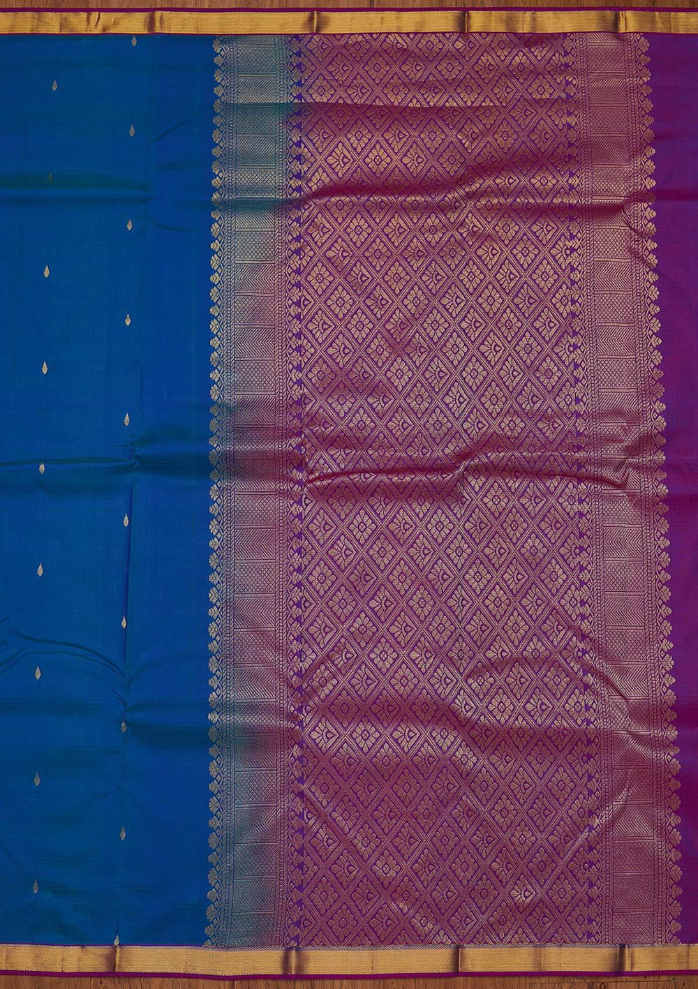 Turquoise Blue Zariwork Pure Silk Designer Saree - koskii