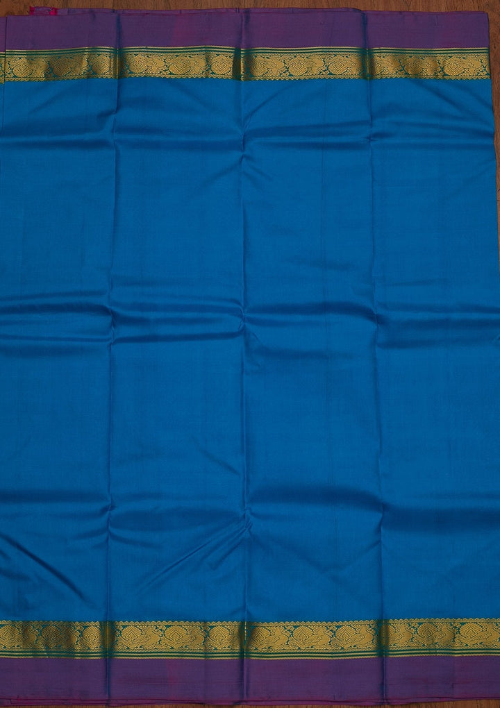 Turquoise Blue Zariwork Pure Silk Designer Saree - koskii