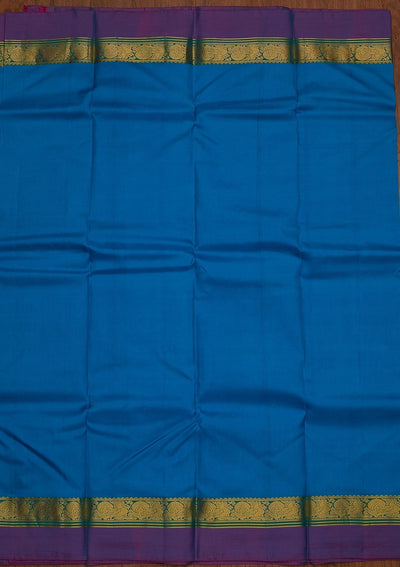 Turquoise Blue Zariwork Pure Silk Designer Saree - koskii