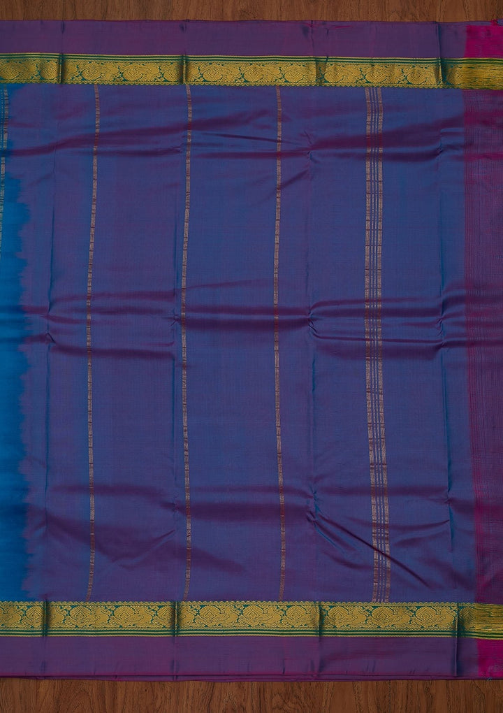 Turquoise Blue Zariwork Pure Silk Designer Saree - koskii