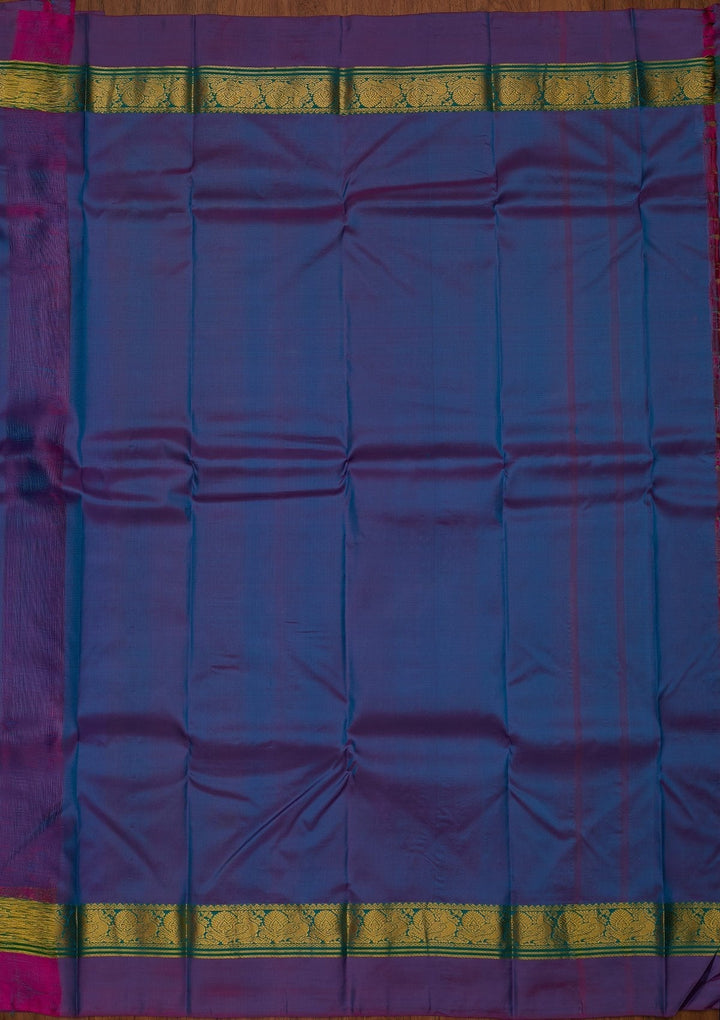 Turquoise Blue Zariwork Pure Silk Designer Saree - koskii