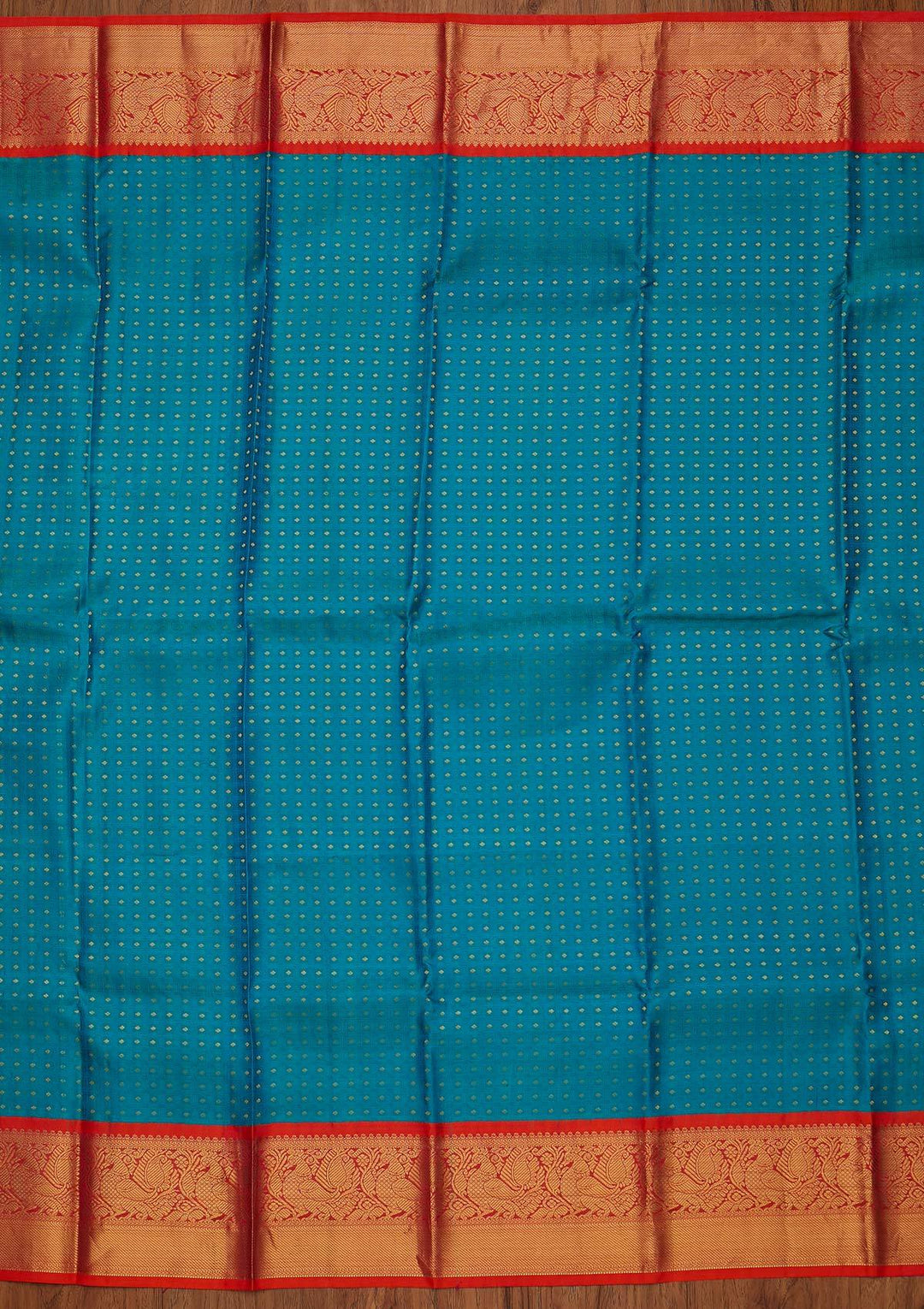 Turquoise Blue Zariwork Pure Silk Designer Saree - koskii