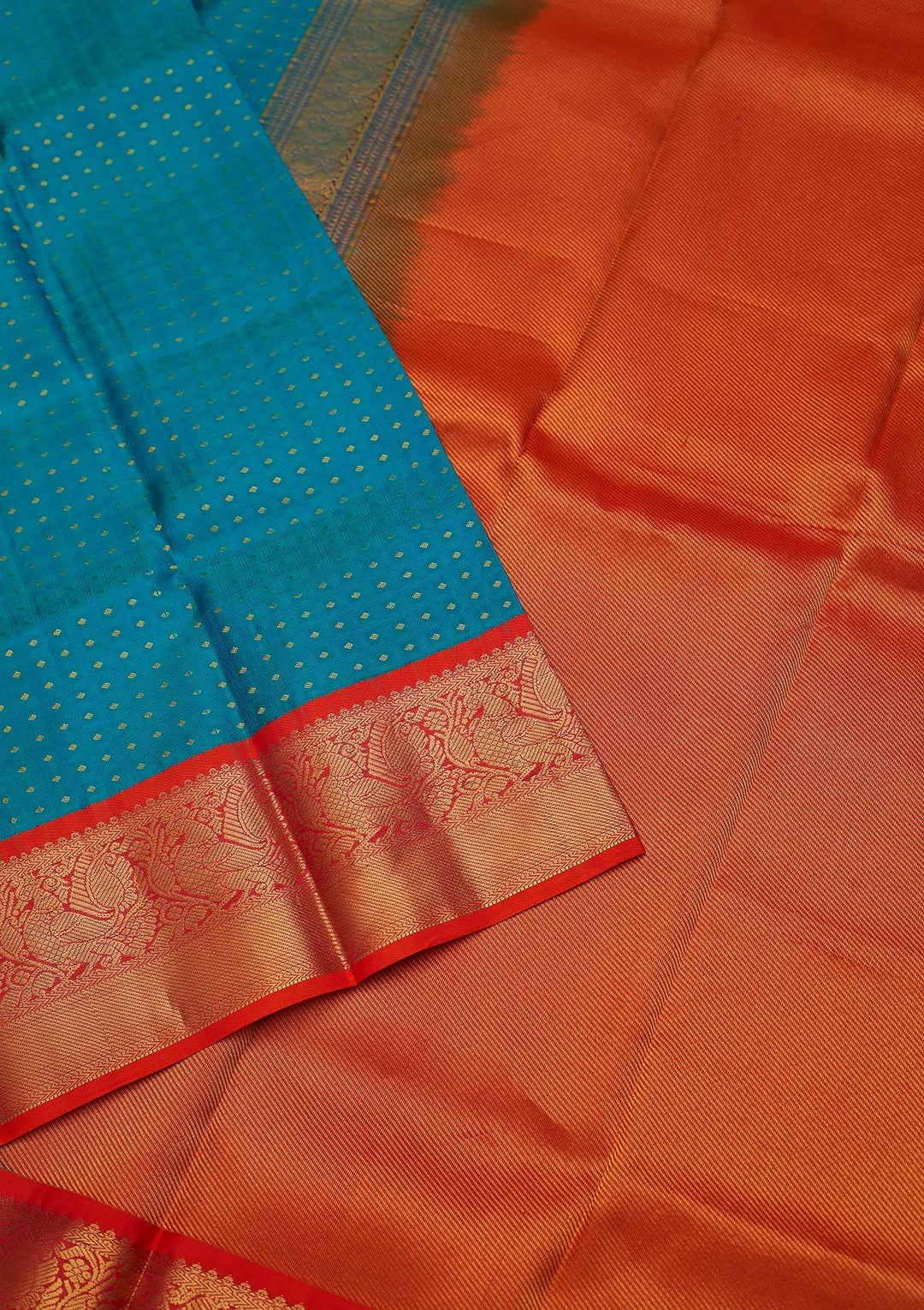 Turquoise Blue Zariwork Pure Silk Designer Saree - koskii