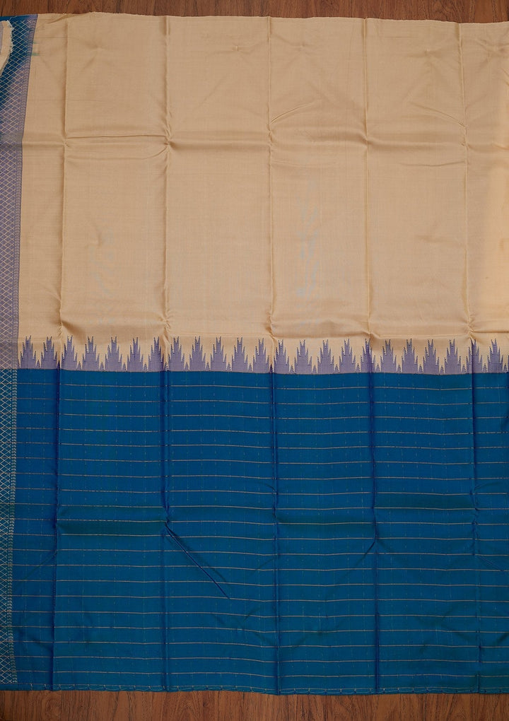 Turquoise Blue Zariwork Pure Silk Designer Saree - koskii