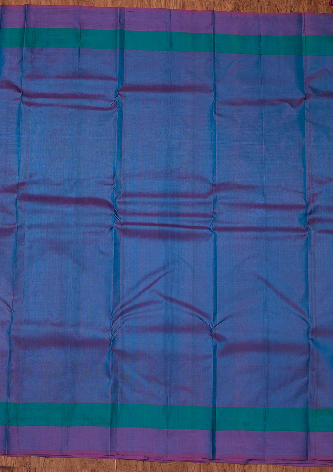 Turquoise Blue Zariwork Pure Silk Designer Unstitched Saree - Koskii