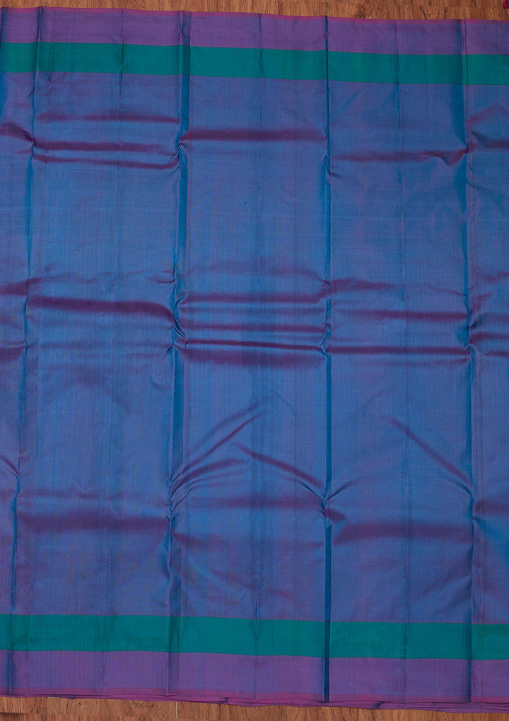 Turquoise Blue Zariwork Pure Silk Designer Unstitched Saree - Koskii