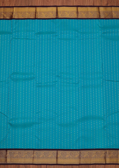 Turquoise Blue Zariwork Pure Silk Designer Unstitched Saree - Koskii