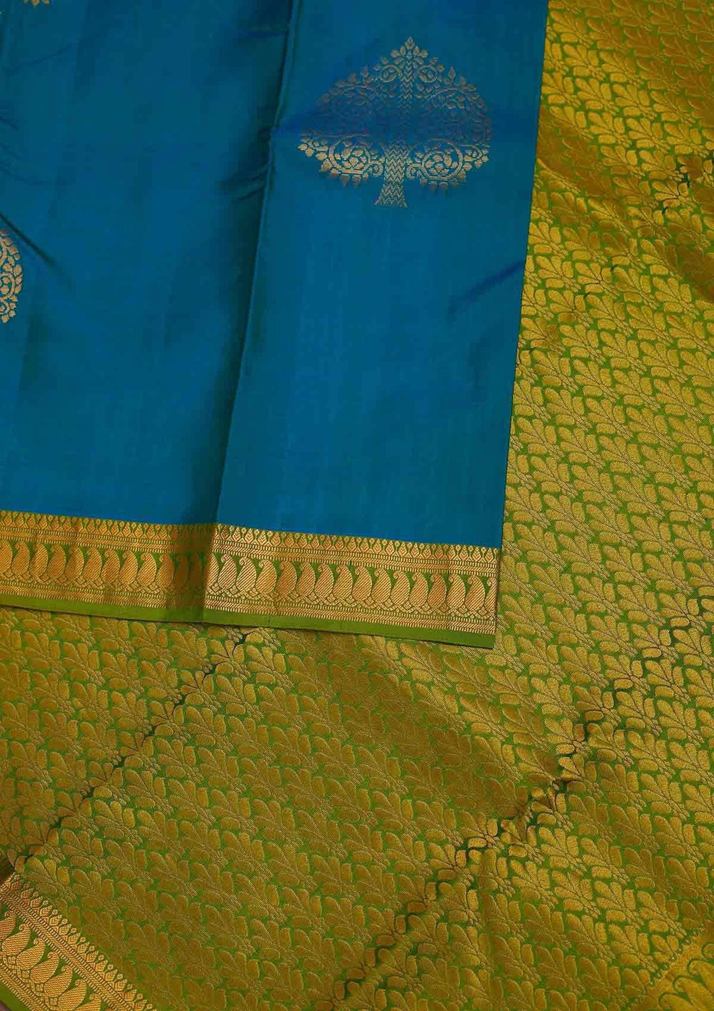 Turquoise Blue Zariwork Pure Silk Designer Saree - Koskii