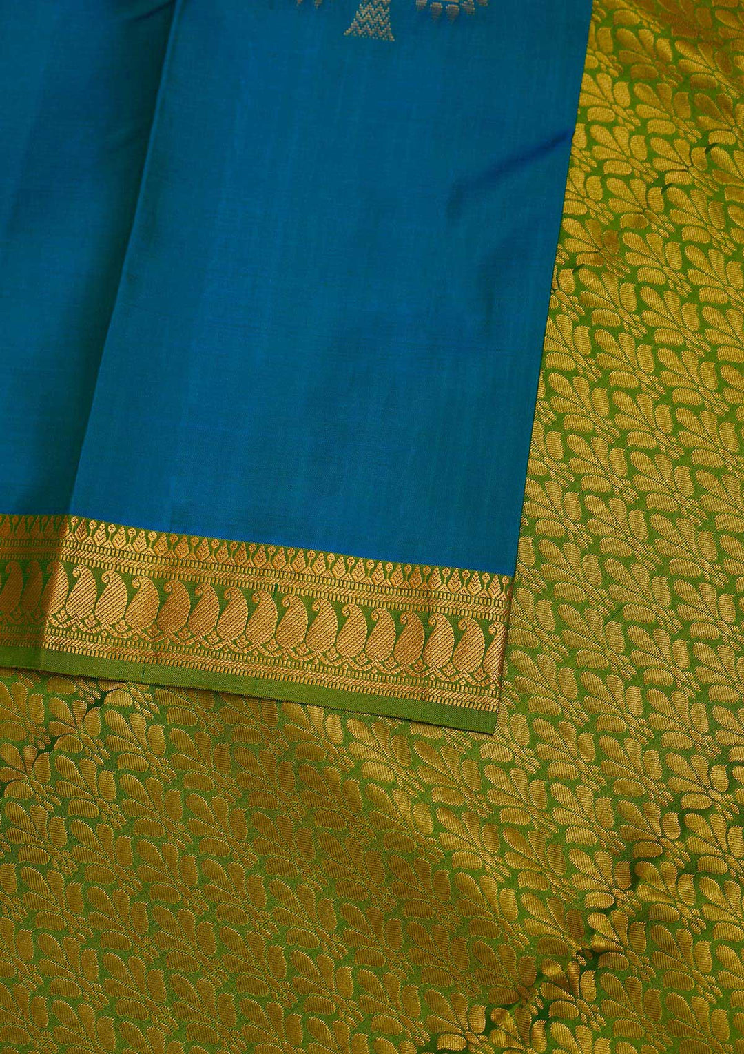 Turquoise Blue Zariwork Pure Silk Designer Saree - Koskii