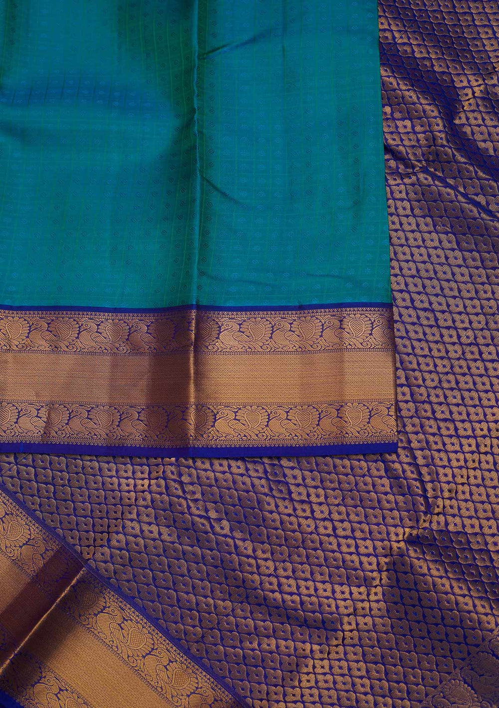 Turquoise Blue Zariwork Pure Silk Designer Saree - Koskii