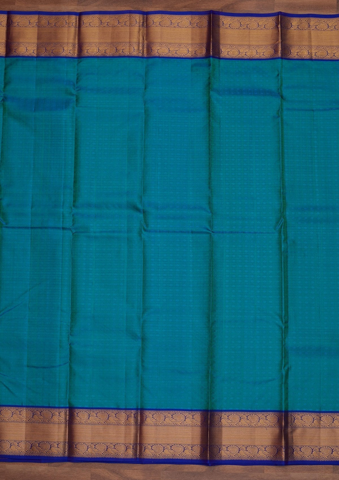 Turquoise Blue Zariwork Pure Silk Designer Saree - Koskii