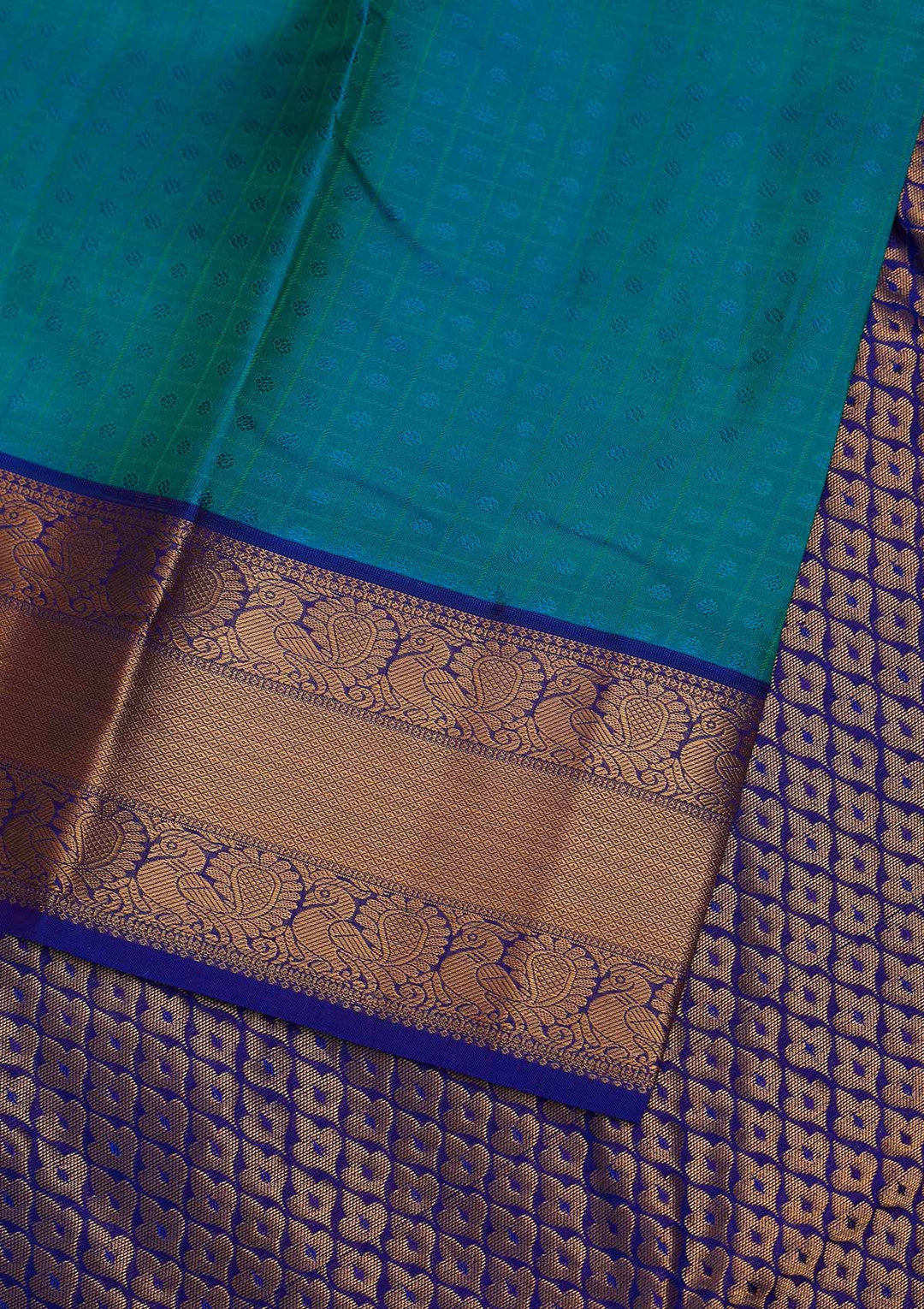 Turquoise Blue Zariwork Pure Silk Designer Saree - Koskii